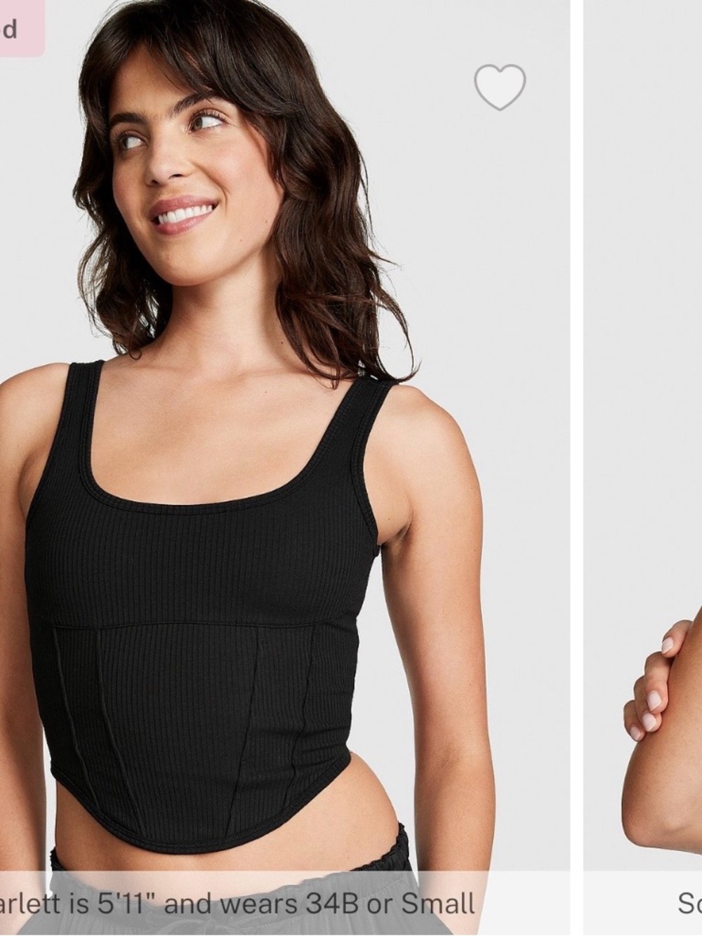 PINK Victoria's Secret Black Ribbed Corset Tank